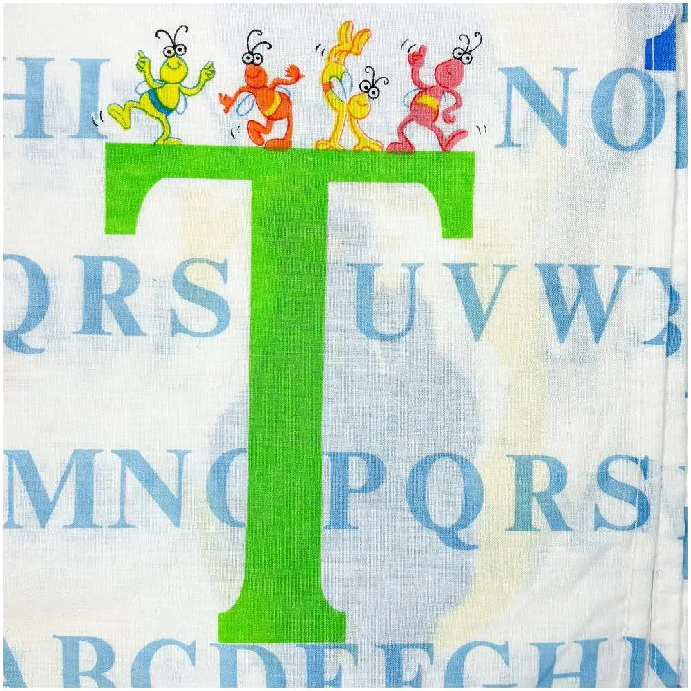 Vtg Sesame Street Twin Sheet Set Alphabet & Character Stevens Made USA